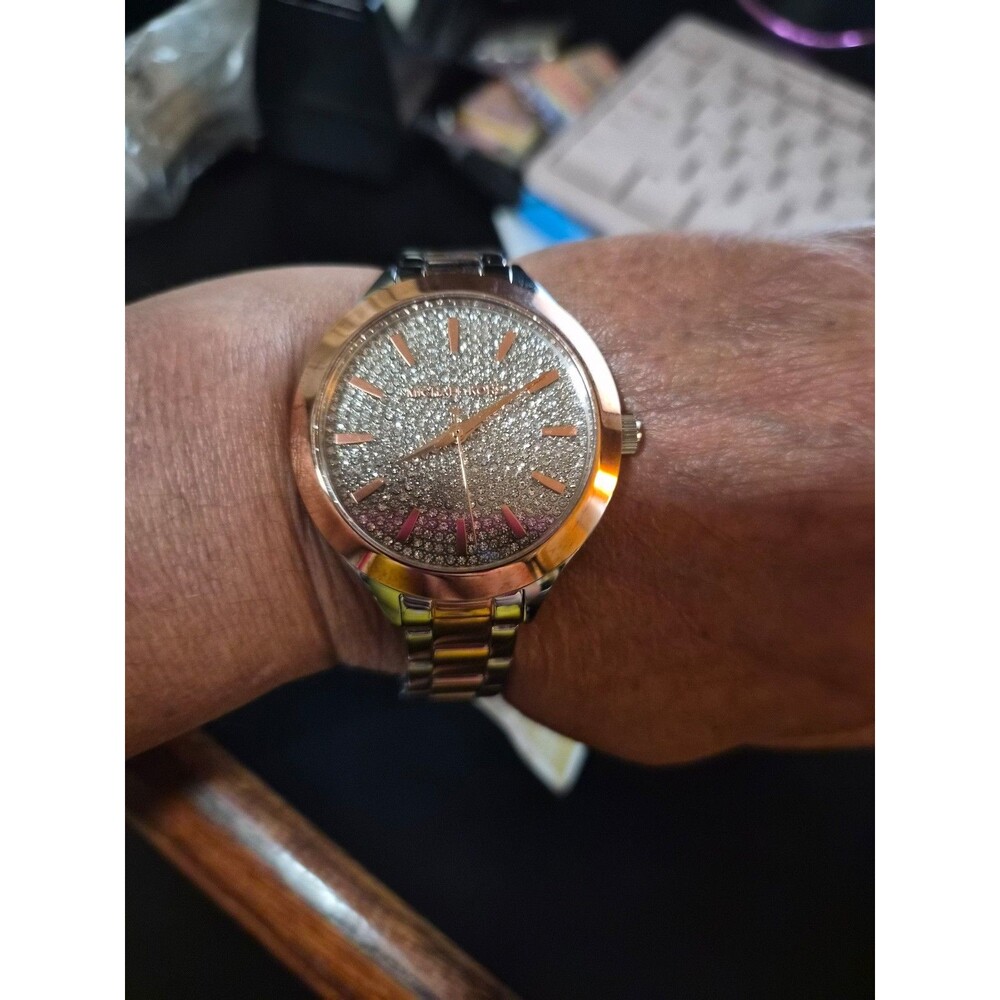 Michael Kors MK-4621 Pave Two Tone Rose Gold Watch  needs battery